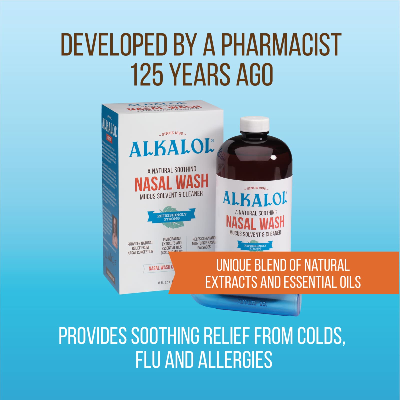 Alkalol - A Natural Soothing Nasal Wash, menthol, 2 Piece Set 1 Count