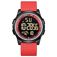 GOLDEN HOUR Sports Watch, Ultra Thin Minimalist Waterproof Digital Watches for Men with Wide Angle Metal Case, Bright Display, Rubber Strap, Watch for Men/Women