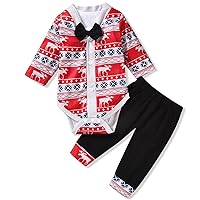 Newborn Baby Boy Christmas Clothes Pants 3 Piece Outfit