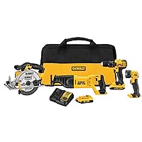 DEWALT 20V MAX Power Tool Combo Kit, 4-Tool Cordless Power Tool Set with 2 Batteries and Charger (DCK423D2)