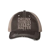 Trenz Shirt Company Women's Embroidered Drunk Wives Matter Distressed Baseball Cap