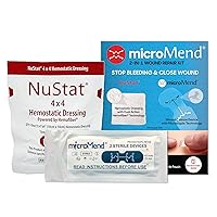 2-in-1 Wound Repair Kit with NuStat Hemostatic Dressing to Control Bleeding and microMend Emergency Wound Closures Medical Grade Laceration Repair Devices - Made in USA