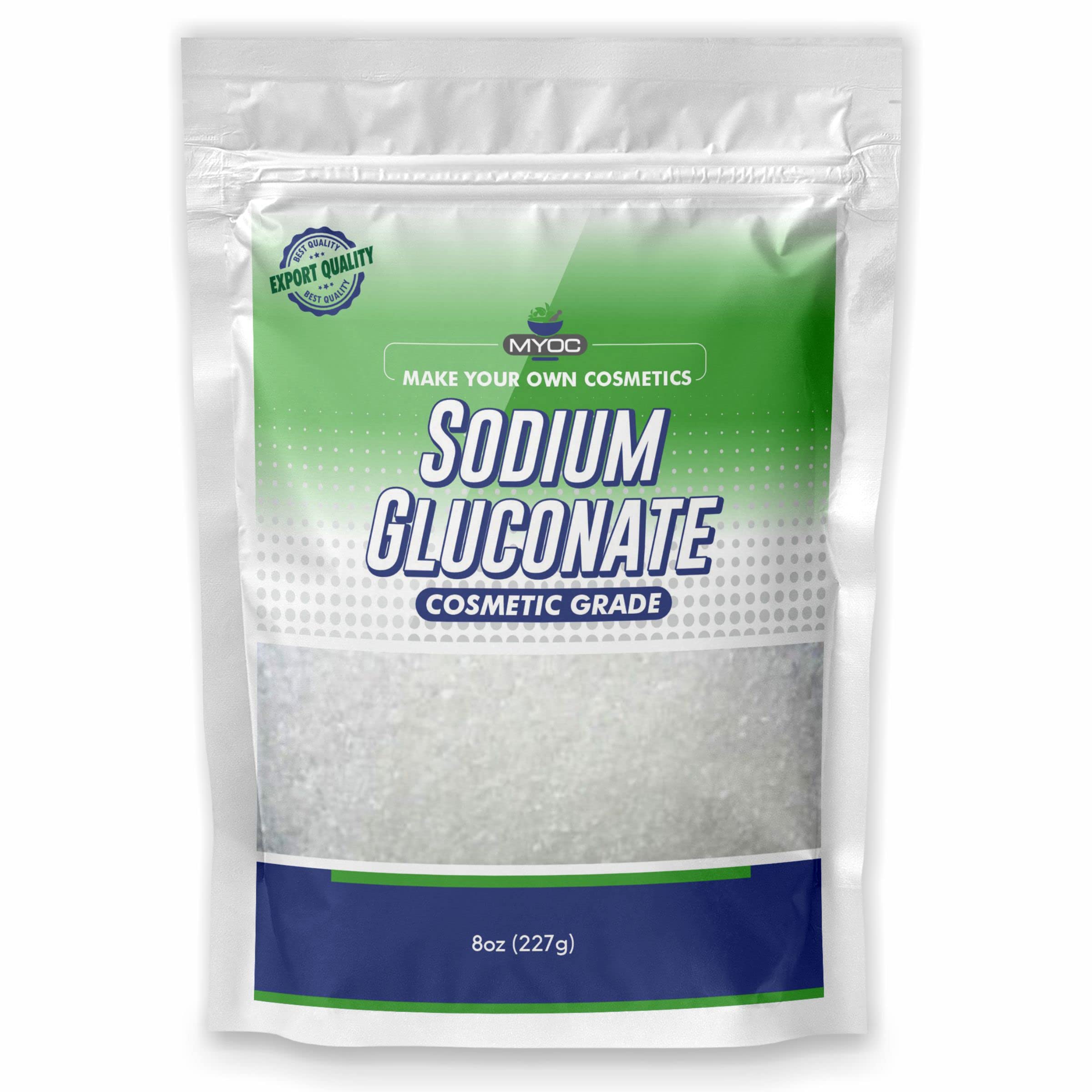 Myoc Sodium Gluconate Powder – 227 Gm (8 Oz), Pure Sodium Gluconate for Skin, Sodium Gluconate Cosmetic Grade, Sodium Gluconate for Soap Making, Sodium Gluconate for Cosmetic, Sodium Gluconate Bulk