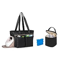 Fasrom Breast Pump Tote Bag Bundle with Insulated Baby Bottle Bag Fits 4 Large Baby Bottles up to 9 Ounce