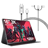 UPERFECT 16“ 2K 120Hz Portable Monitor & 3 in 1 HDMI Cable Adapter