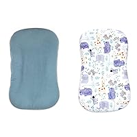 Baby Lounger Cover for Boys and Girls, Newborn Lounger Slipcover Removable Infant Floor Seat Cover, Blue and Animals