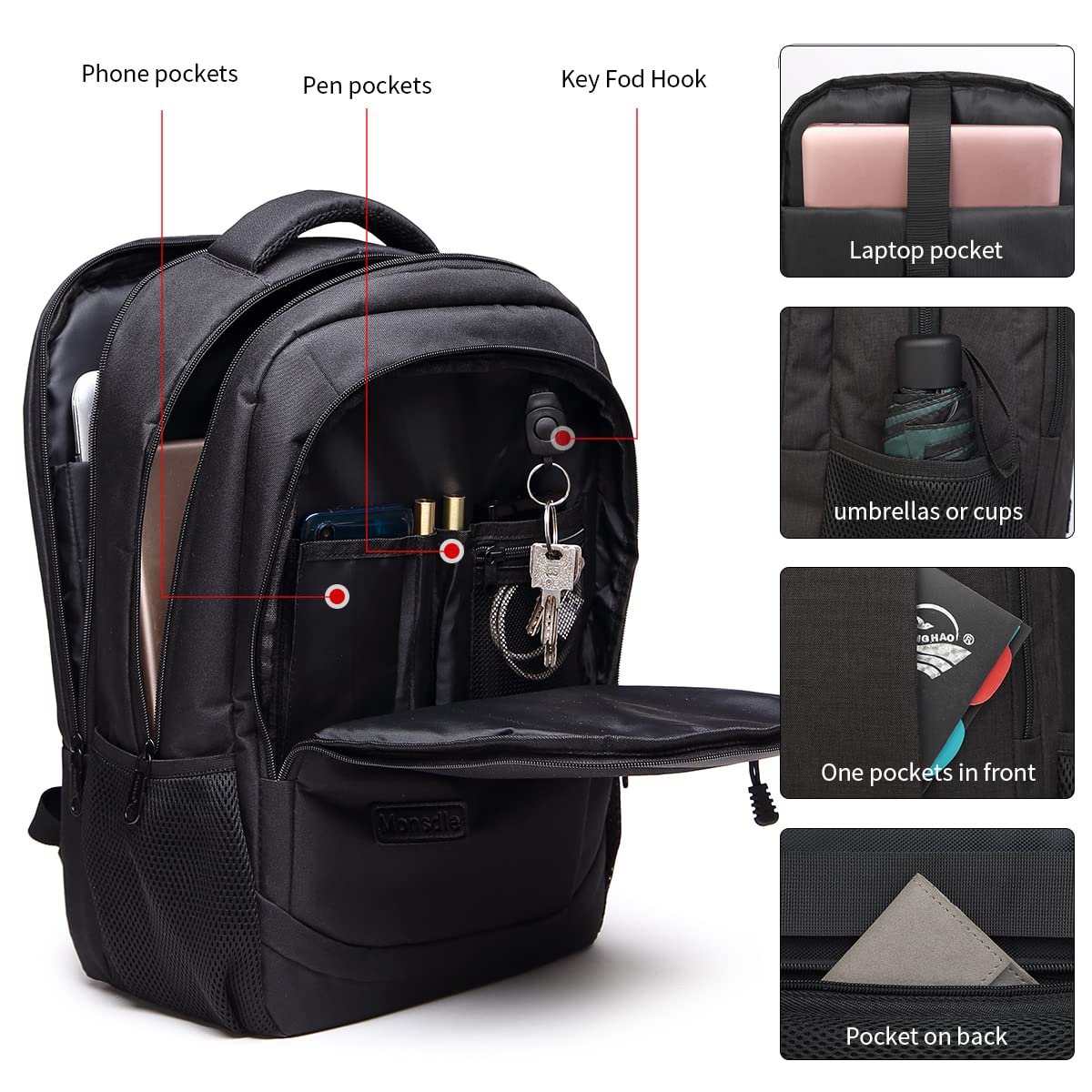 Monsdle Extra Large 50L Travel Laptop Backpack Anti Theft Backpacks with USB Charging Port, Travel Backpacks Business Work Bag 17.3 Inch College Computer Bag for Men Women