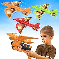 3 Pack Dinosaur Airplane Launcher Toys,Flying Toys for 3 4 5 6 7 8 9 10 Year Old Boys,Kids Toys 5 6 7 8 9 10 12 Year Old Boy Gift Ideas,Airplane B-Day Party Supplies