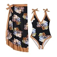 Plus Size Swimsuits for Women 3X Floral Print Swimwear Vintage Print Swimsuit Monokini Bikini 2 Piece Swimsuit