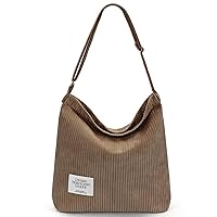 Corduroy Tote Bag for Women Tote Bag Aesthetic Handbags Shoulder Bag Crossbody Bag with Zipper for School Travel Work