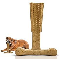 SPOT Bam-Bones Plus T Bone - Bamboo Fiber & Nylon, Durable Long Lasting Dog Chew for Aggressive Chewers – Great Toy for Adult Dogs & Teething Puppies Under 90lbs, Non-Splintering, 7in Chicken Flavor