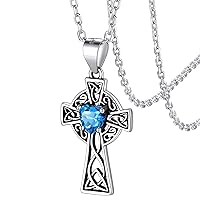 FaithHeart Sterling Silver Birthstone Pendant Necklace for Women Teen Girls, Celtic Knot/Round/Tree of Life/Trinity Knot Shape Jewelry