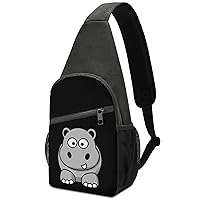 Cartoon Hippo Small Sling Bag Cute Crossbody Backpack Print Chest Daypack for Men Women