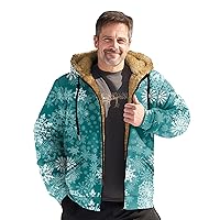 Mens Winter Coats Christmas Print Fleece Zipper Hoodie Windbreaker Heated Cold Weather Oversized Jacket