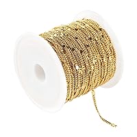 UMAOKANG 33 Feet Gold Plated Chain Roll Thin Brass Twisted Star Curb Chain Bulk with Spool for Necklace Bracelet Jewelry Making
