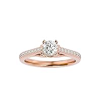 Certified 18K Gold Ring in Round Cut Moissanite Diamond (1.22 ct) Round Cut Natural Diamond (1.31 ct) With White/Yellow/Rose Gold Engagement Ring For Women