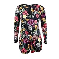 GUESS Women's Long Sleeve Laurena Romper Shorts, Room of Blooms, XL
