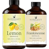 Lemon Essential Oil and Frankincense Essential Oil Set – Huge 4 Fl. Oz – 100% Pure and Natural Essential Oils – Premium Therapeutic Grade with Premium Glass Dropper