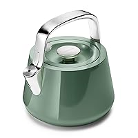 Caraway 2 Quart Whistling Tea Kettle - Durable Stainless Steel Tea Pot - Fast Boiling, Stovetop Agnostic - Non-Toxic, PTFE & PFOA Free - Includes Pot Holder - Sage