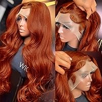 200% Density 13x6 Lace Front Wigs Human Hair Pre Plucked 13x6 Reddish Brown HD Transparent Body Wave Lace Front Wigs For Women Ginger #33 Colored Brazilian Virgin Hair Glueless Wigs Human Hair 22Inch