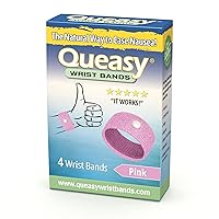 Queasy Anti-Nausea Wristbands – Nausea & Vomiting Relief from Morning Sickness, Motion Sickness, Migraine - Clinically Tested Nausea Relief Aid - Acupressure Wristband - 2 Pairs, Set of 4 Bands - Pink