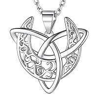 FaithHeart Celtic Knot Pendant Necklace Sterling Silver Irish Jewelry for Women Men Heart/Triangle Vintage/Cross Pendant Necklaces with 20 In Rolo Chain