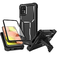 for Moto G Stylus 2021 Case, Dual Layer Shockproof Heavy Duty Case for Motorola G Stylus 2021 Phone with Screen Protector, Built-in Kickstand (Black)