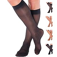 ABSOLUTE SUPPORT Made in USA - Sheer Graduated Support Opaque Compression Knee High Socks for Women 8-15mmHg | For Varicose Veins, Post Surgery, Leg Pain - Black, Large, A107BL3