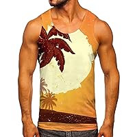 Men's Hawaiian Beach Summer Tank Tops 3D Print Gym Workout Sleeveless Shirt Stylish Casual Comfy Relaxed Fit Tanks