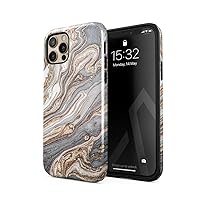 BURGA Phone Case Compatible with iPhone 12 PRO MAX - Hybrid 2-Layer Hard Shell + Silicone Protective Case -Grey & Gold Shades Marble Nude Natural Brown Sand - Scratch-Resistant Shockproof Cover