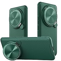 for Xiaomi 14 Ultra Case Metal Kickstand Lens Cover Camera Protection Shockproof Anti-Fingerprint Impact-Resistant Hard Back Shield Shell Bumper (Green)