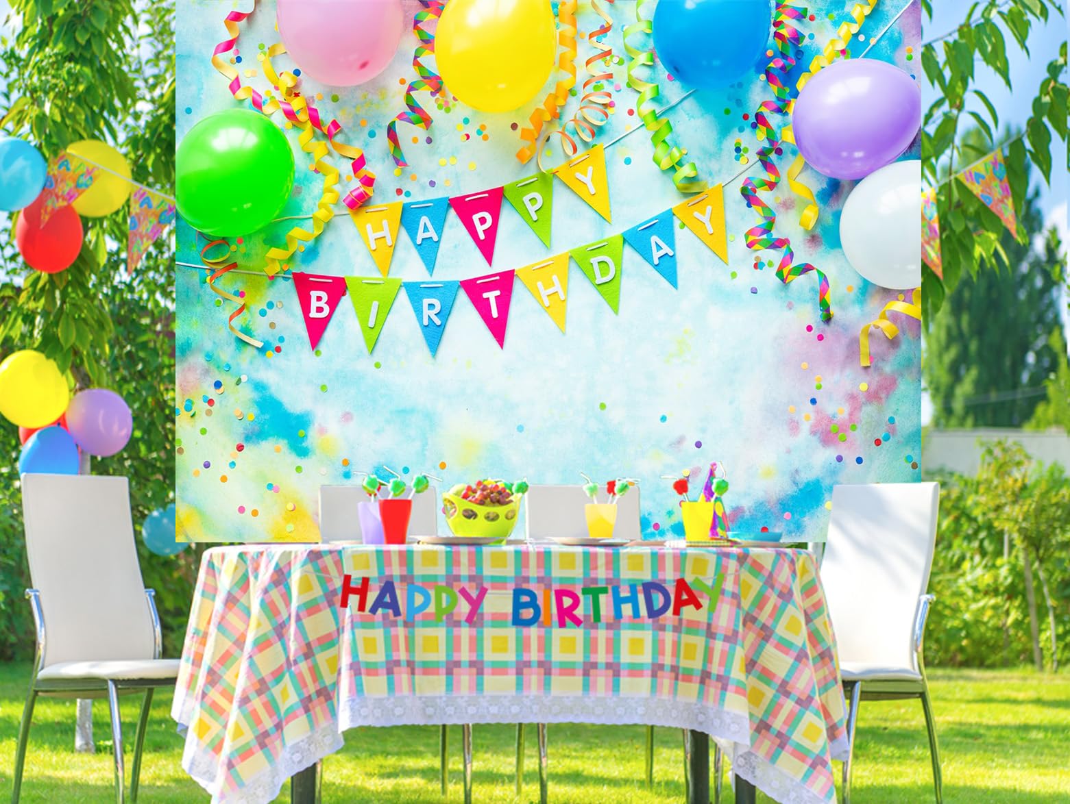 Mua BELECO 7x5ft Fabric Happy Birthday Backdrop Kids Birthday ...