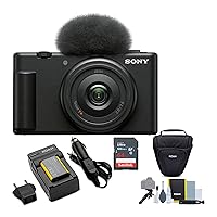 Sony ZV-1F Vlog Camera for Content Creators and Vloggers (Black) Bundle with Holster Camera Case and Accessory Bundle, Photo Video Art Suite, 64GB Memory Card and Lithium-Ion Battery Pack (5 Items)