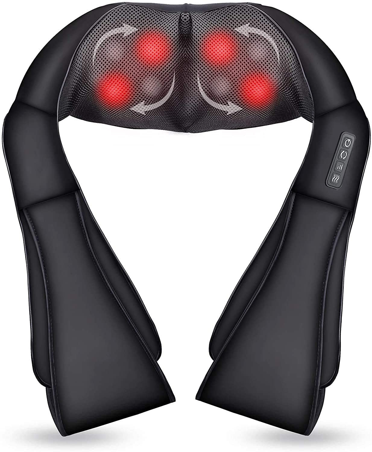 Shiatsu Back and Neck Massager with Heat Function, Deep Tissue Kneading Massager for Shoulder, Lower Back, Leg, Comfortable Leather, Muscle Pain Re...