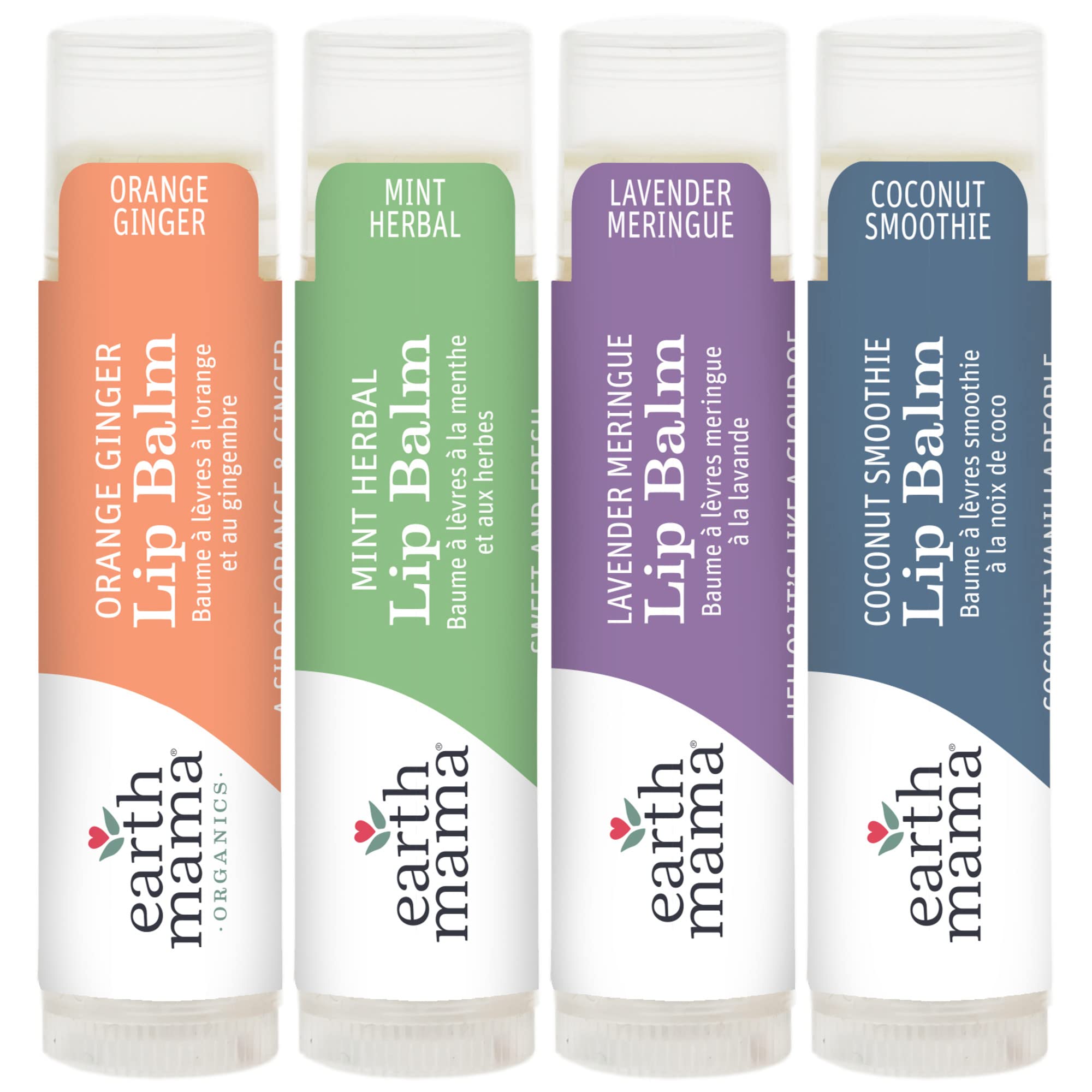 Earth Mama Lip Balm Quadruplets 4-Pack | No Petroleum, Artificial Colors or Flavors