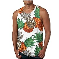 Mens Tops Summer Hawaiian Beach Holiday Vest Fashion Fruit Graphic Tank Top Sleeveless Vacation Shirts Tanks