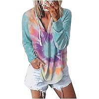 KIRUNDO Women's 2024 Spring Summer Long Sleeve V Neck Hoodie Sweatshirts Casual Loose Lightweight Pullover Tops