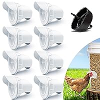 Fast DIY Chicken Feeder Poultry Feeder, Easy Installation, Durable+Rainproof; Constant Feed+Less Waste, Well Fit for Buckets, Barrels, Bins, Troughs, Boxes(8 Ports,1 Hole Saw)