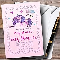 Pretty Glitter Pink Unicorn Invitations Baby Shower Invitations