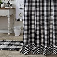 Park Designs Buffalo Check Ruffled Black and White Shower Curtain 72