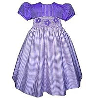 Hand Smocked Fall Girls Dresses for Toddlers Purple Flower Girls Dress