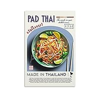 MOJDI Pad Thai Poster Modern Kitchen Decor Food Art Poster Canvas Painting Wall Art Poster for Bedroom Living Room Decor 16x24inch(40x60cm) Unframe-style