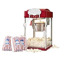 Popcorn Popper Machine-4 OZ Vintage Professional Popcorn Maker Theater Style with Nonstick Kettle Warming Light and Serving Scoop. (Red)