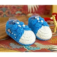 (Blue DIY Baby Shoes Knitting Kit - Crochet Kit | Craft Amigurumi Knit and Crochet Kit DIY Crochet Kit Includes Crochet Yarn, Hook, and Needles
