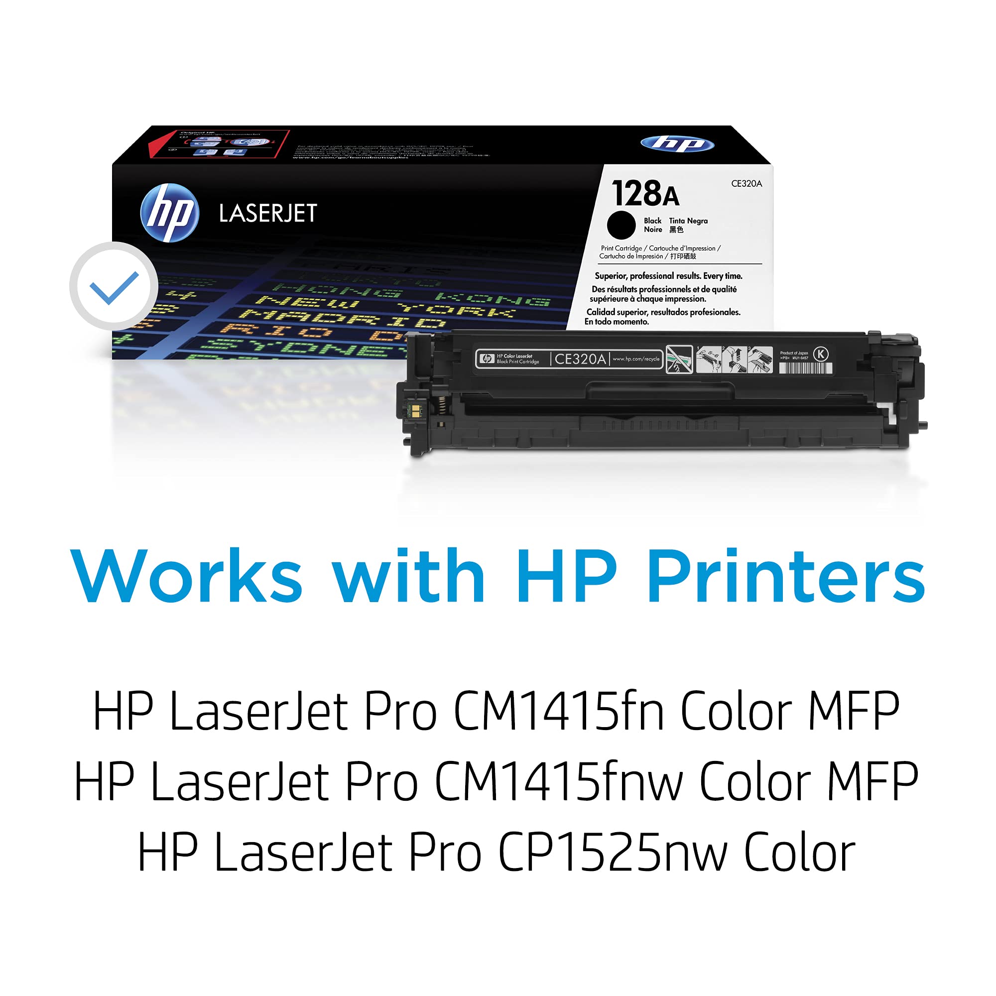 HP 128A Black Toner Cartridge | Works with HP LaserJet Pro CM1415 Color, CP1525 Color Series | CE320A