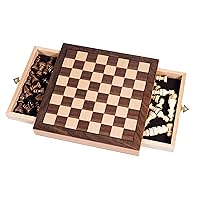 Hey! Play! Trademark Games Elegant Inlaid Wood Chess Cabinet w/Staunton Wood Chessmen, Brown
