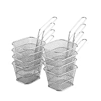Stainless Steel French Fries Holder,8 Pcs Mini Square Fry Basket, Fried Food Table Serving, Potato Cooking Tool, For Restaurant Or Home Deep Fry Baskets Food Presentation Strainer, 8 Pcs Mini Sq