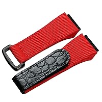 25mm Men Nylon Fabric with Leather Watchband for Richard Watch Mille Strap Band Bracelet Buckle for Spring Bar Version (Color : Red, Size : 25mm)