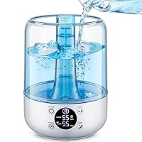 HiLIFE Humidifiers for Bedroom, 3 Times Fog Coverage, 3.2L Ultrasonic Cool Mist Humidifiers for Home Baby Nursery & Plants, Top Fill Air Humidifier Lasts Up to 35 Hours, Auto Shut-Off (Blue)