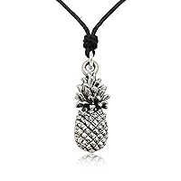 Tropical Pineapple 92.5 Sterling Silver Pewter Brass Necklace Pendant Jewelry